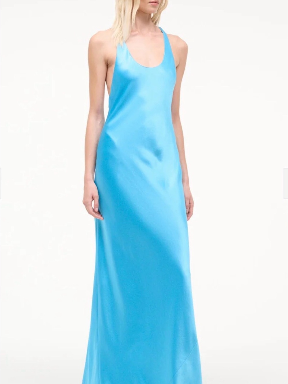STAUD Turquoise Satin Maxi Slip Dress - Picture 3 of 3